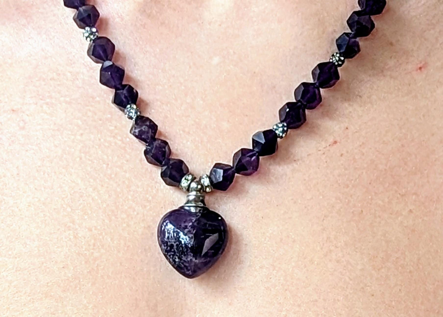 Amethyst necklace with perfume bottle pendant