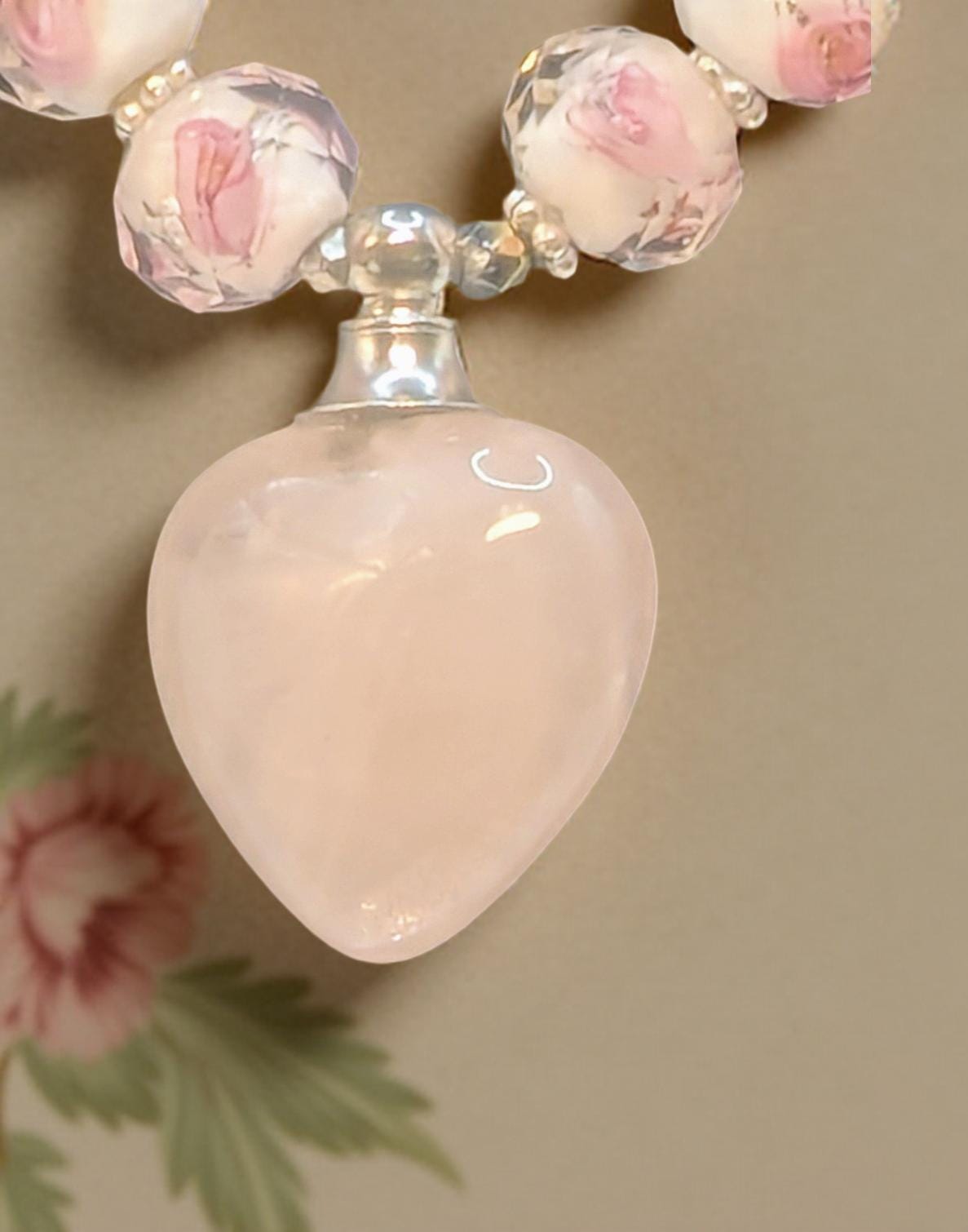 Rose Quarts Perfume Bottle Pendant Necklace