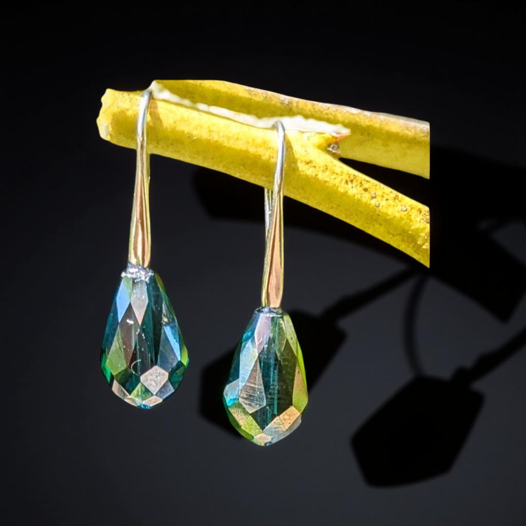 Crystal Earrings, Sparkling Blue