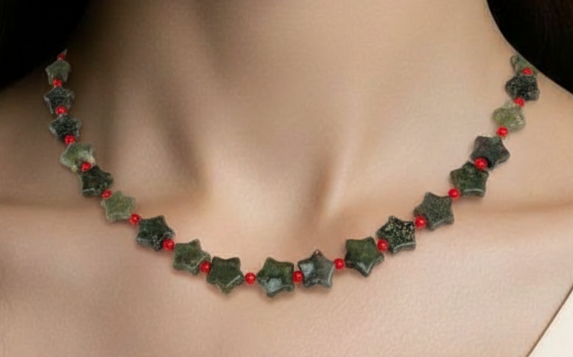 Red & Green Jasper Star Necklace