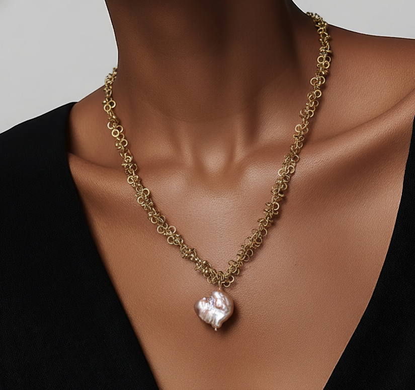 Pink Baroque Peal Necklace