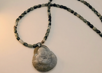 Burmese Jade Laughing Buda Necklace