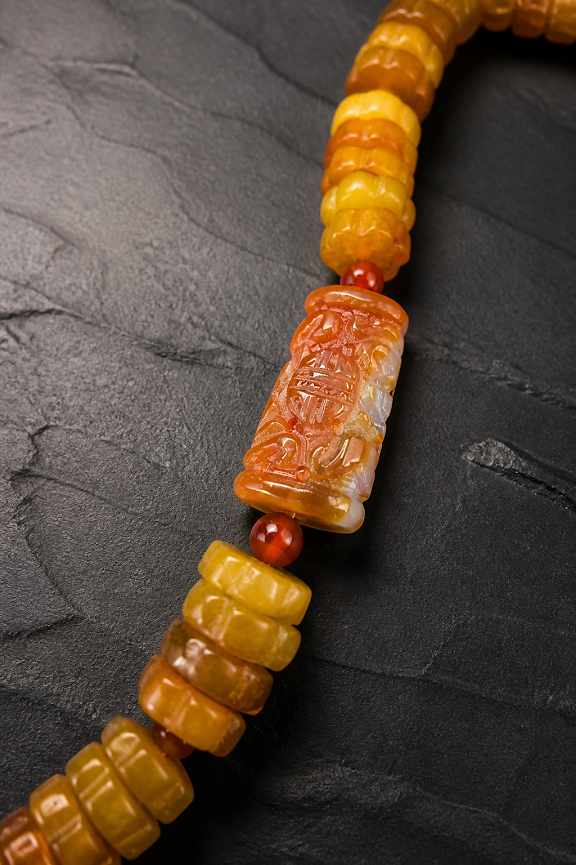Hand-crafted Jadite Necklace with double focal beads