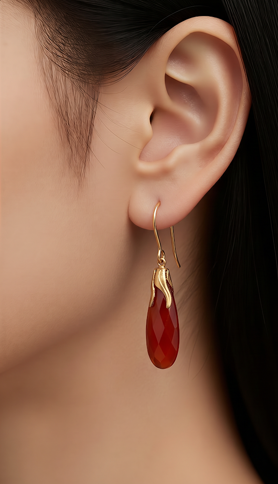 Faceted Carnelian Teardrop Earrings