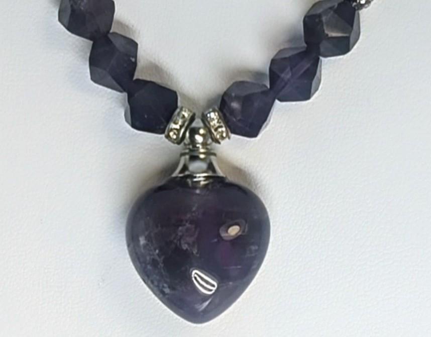 Amethyst necklace with perfume bottle pendant