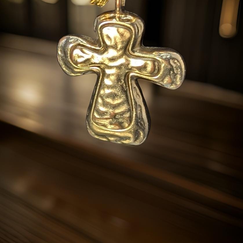 Vintage Cross with pearls and gold