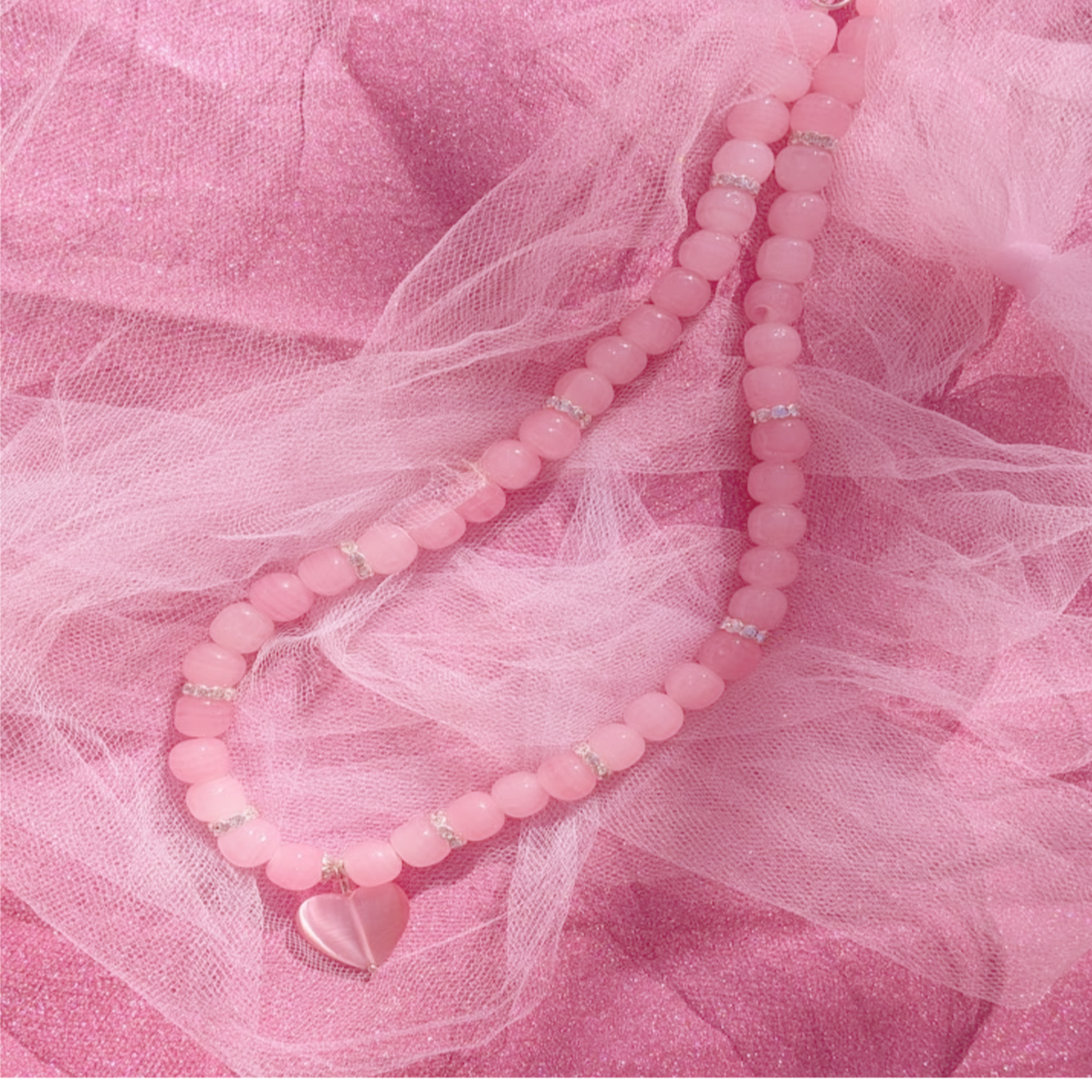 Vintage Pink Japanese Beaded Necklace