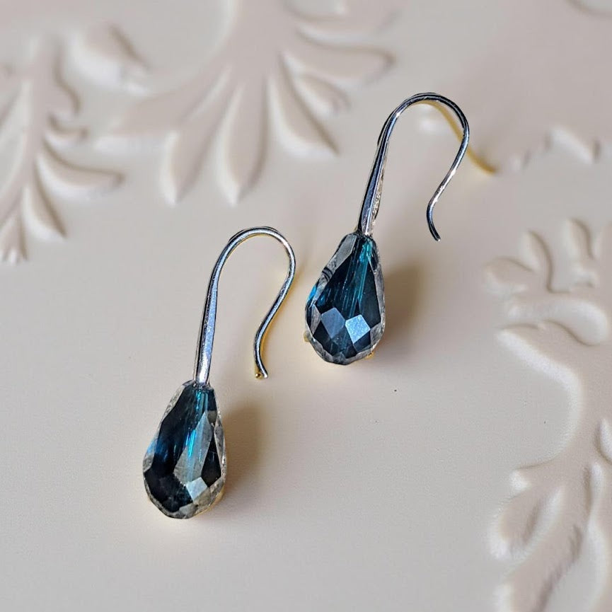 Crystal Earrings, Sparkling Blue