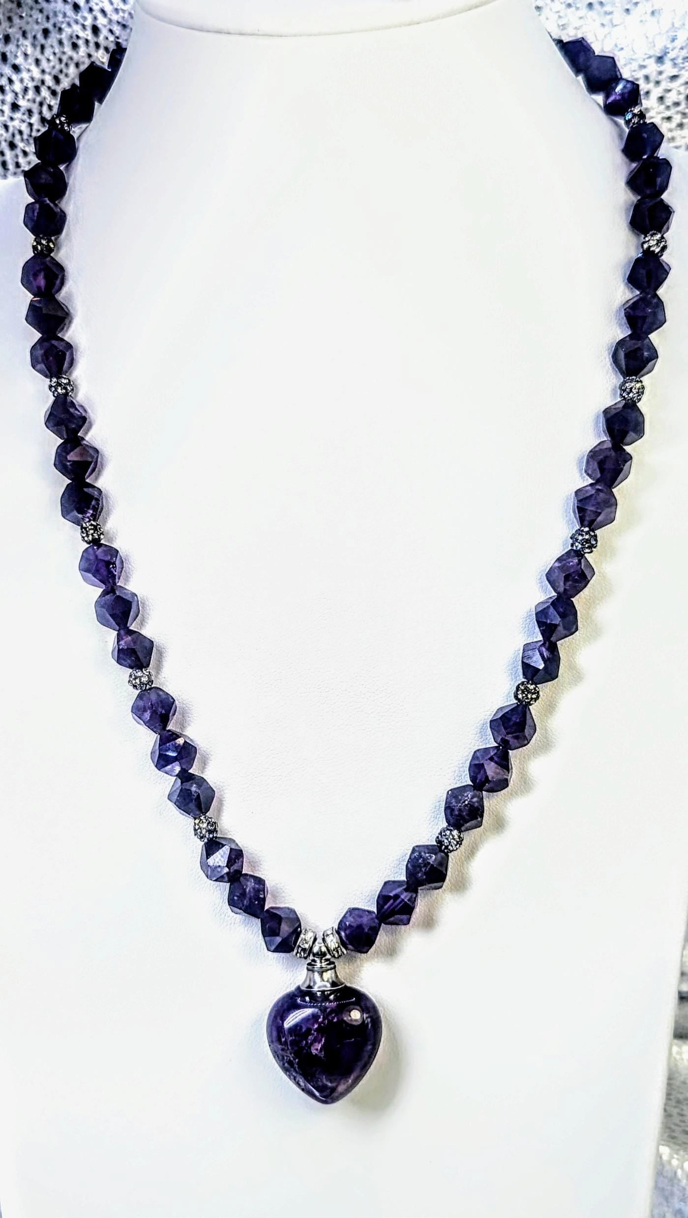 Amethyst necklace with perfume bottle pendant
