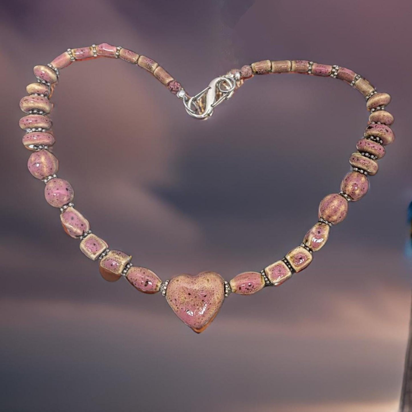 Pink Heart Porcelain Necklace