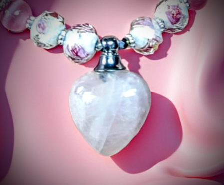 Rose Quarts Perfume Bottle Pendant Necklace