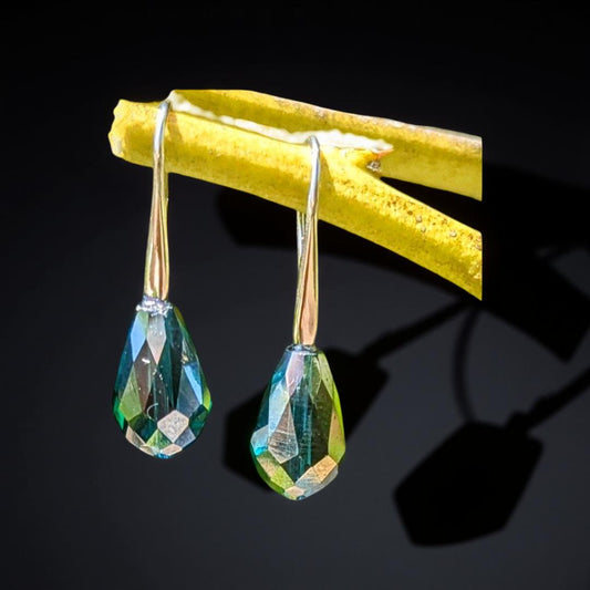Crystal Earrings, Sparkling Blue