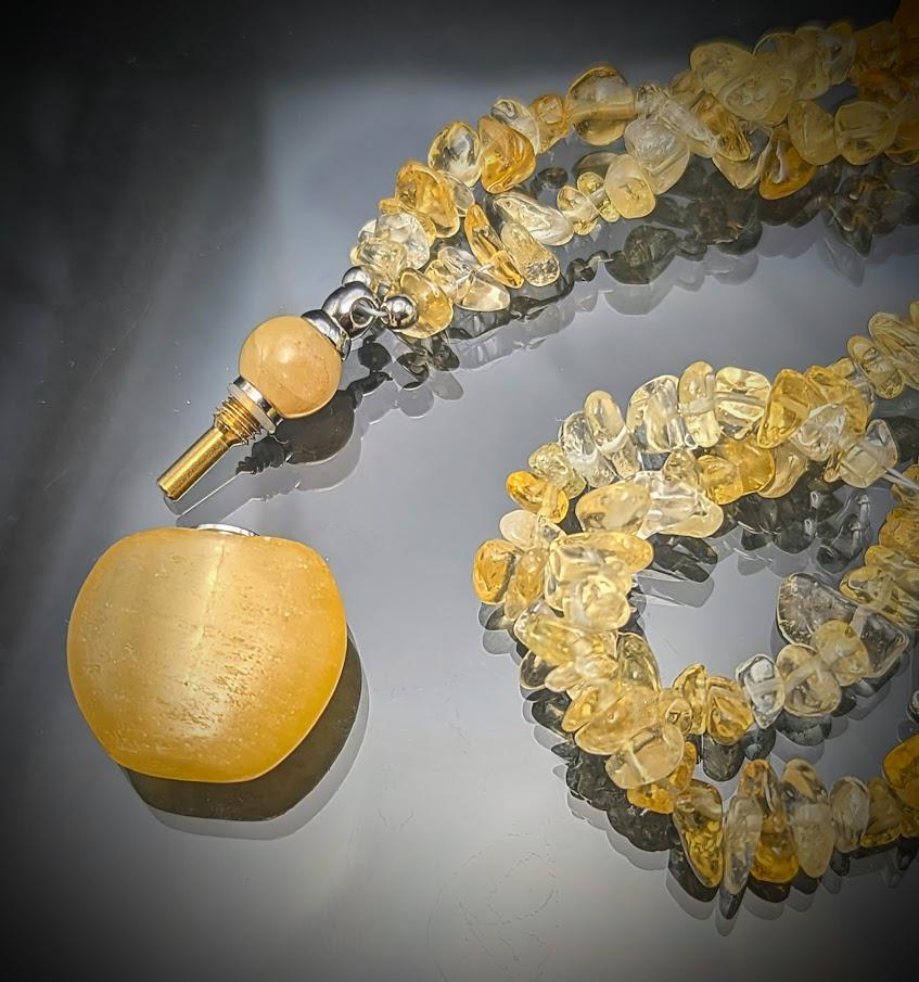 Citrine Perfume Bottle Necklace