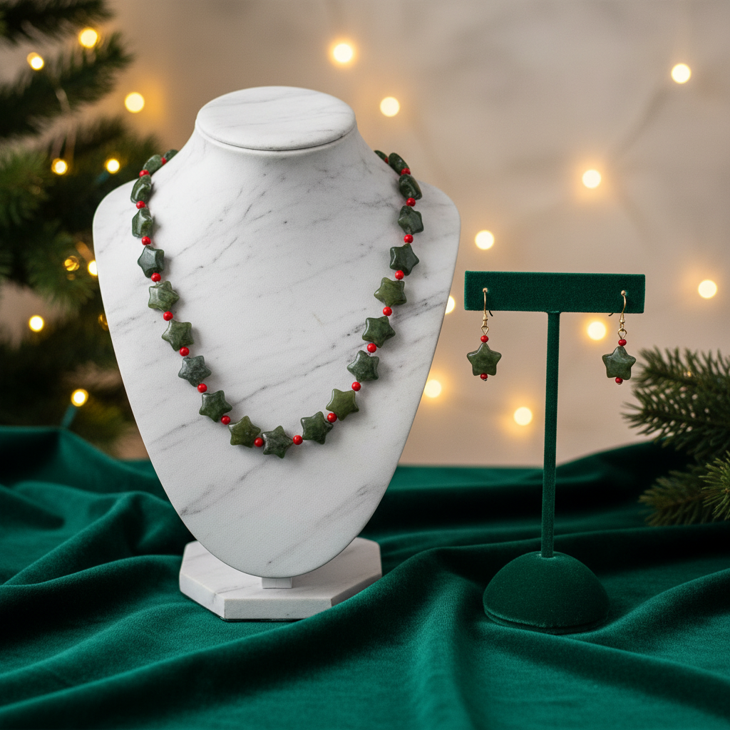 Red & Green Jasper Star Necklace