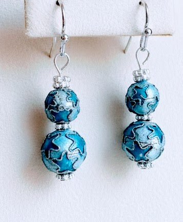 Vivid Blue Star-Kissed Drop Earrings