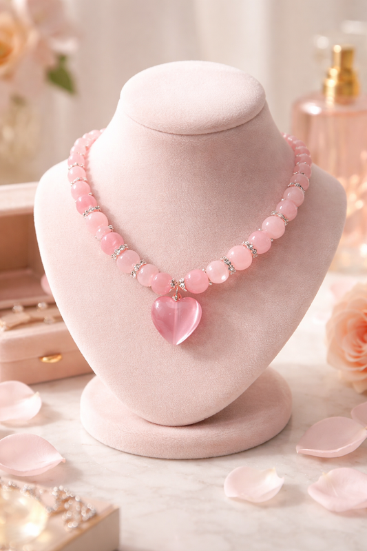 Vintage Pink Japanese Beaded Necklace