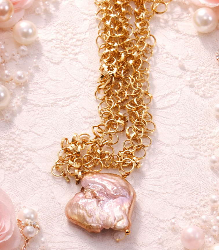 Pink Baroque Peal Necklace