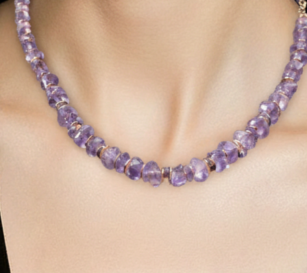 Natural Amethyst and Golden Flow Necklace