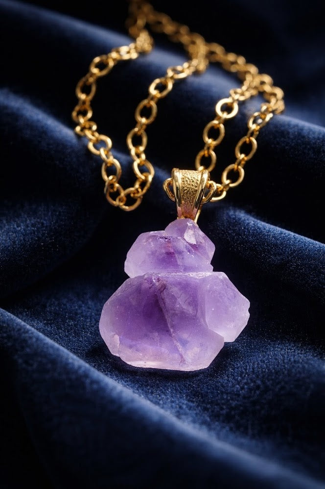 Raw Amethyst Pendant Necklace