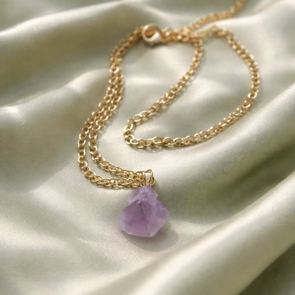 Raw Amethyst Pendant Necklace
