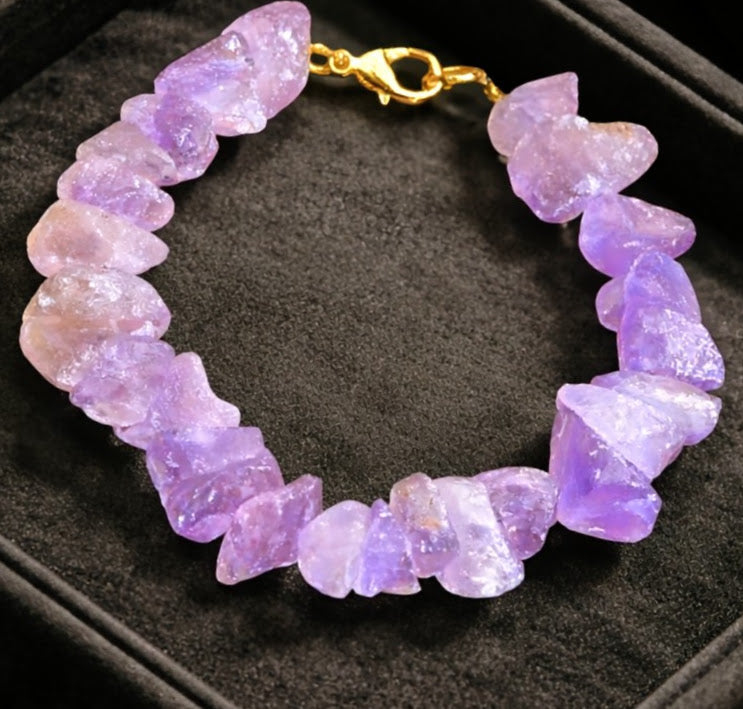 Raw Amethyst Chunk Bracelet – Natural Statement Gemstone Bracelet