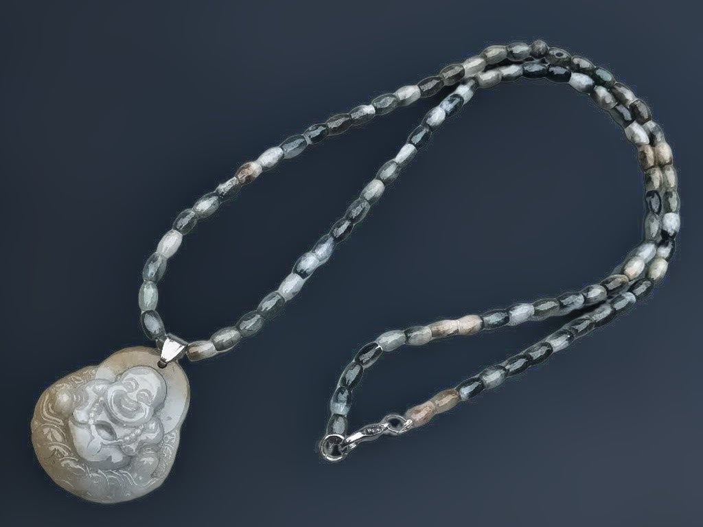 Burmese Jade Laughing Buda Necklace