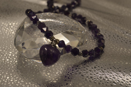 Amethyst necklace with perfume bottle pendant