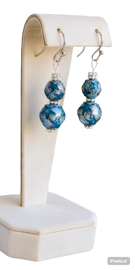 Vivid Blue Star-Kissed Drop Earrings