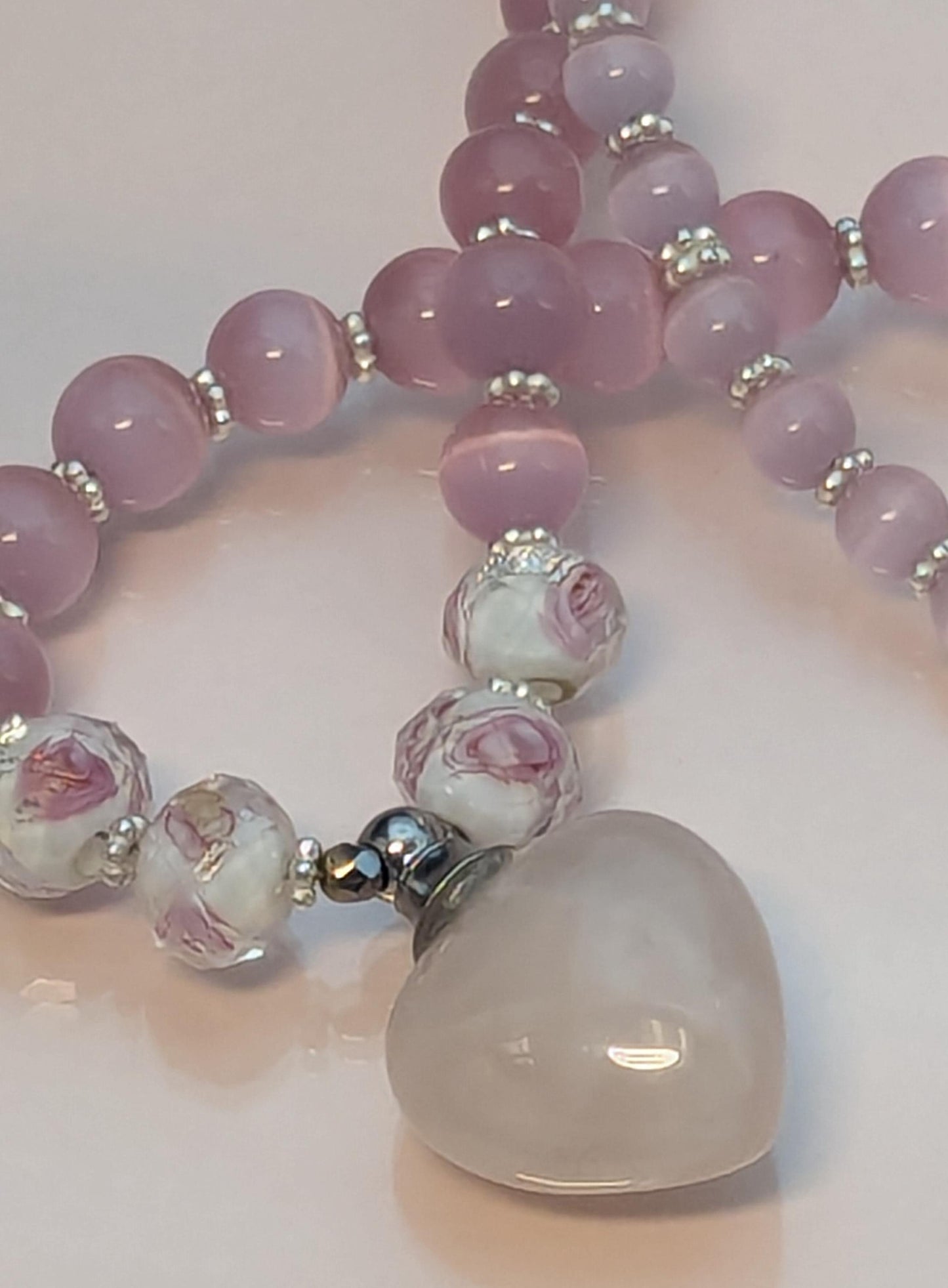 Rose Quarts Perfume Bottle Pendant Necklace