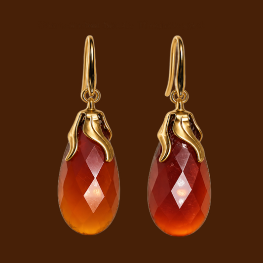 Faceted Carnelian Teardrop Earrings
