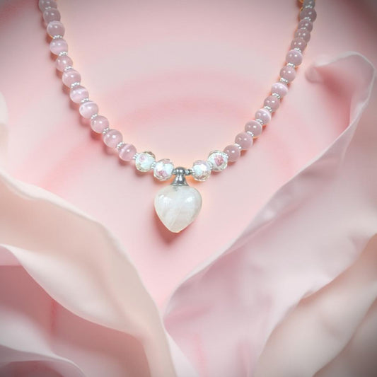 Rose Quarts Perfume Bottle Pendant Necklace