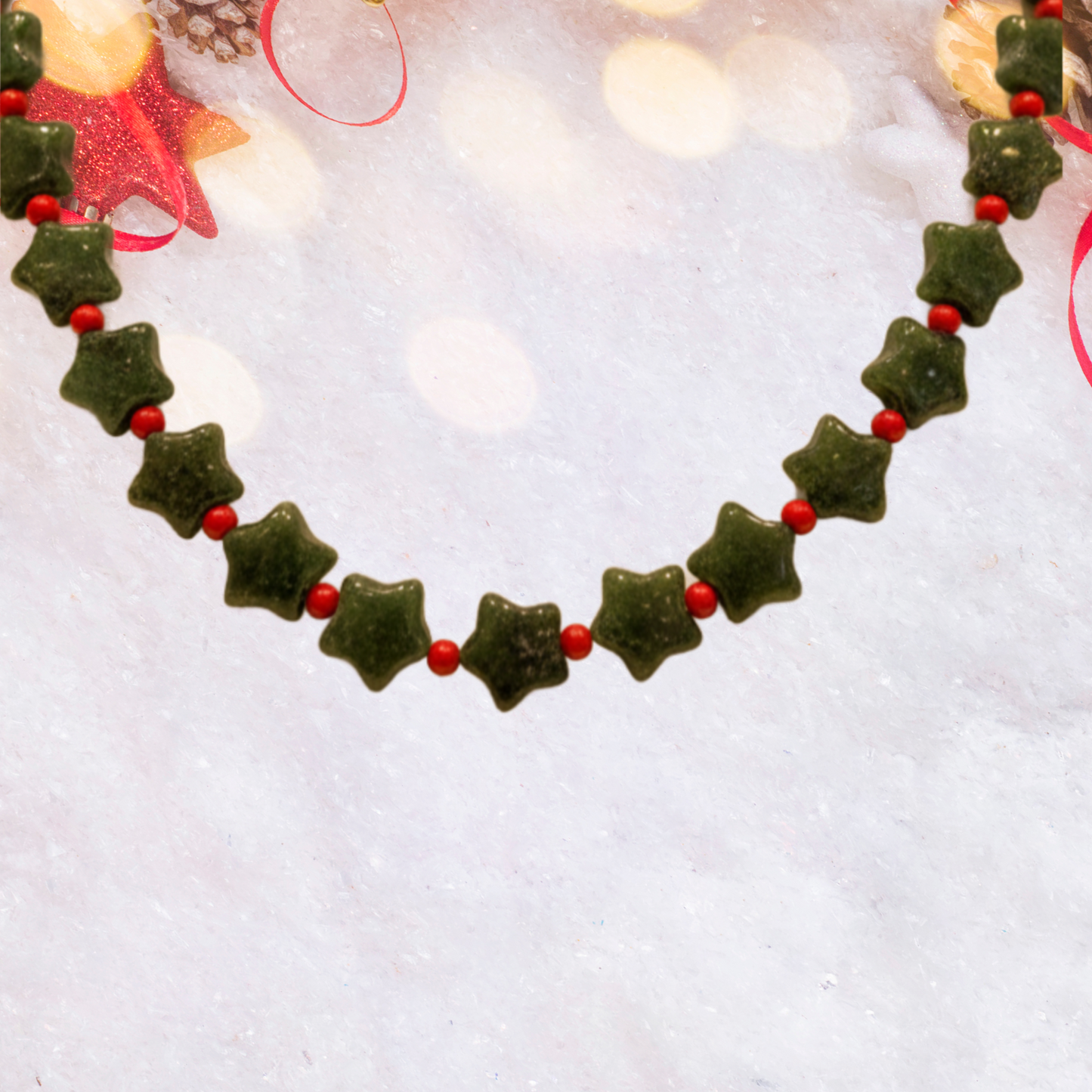 Red & Green Jasper Star Necklace