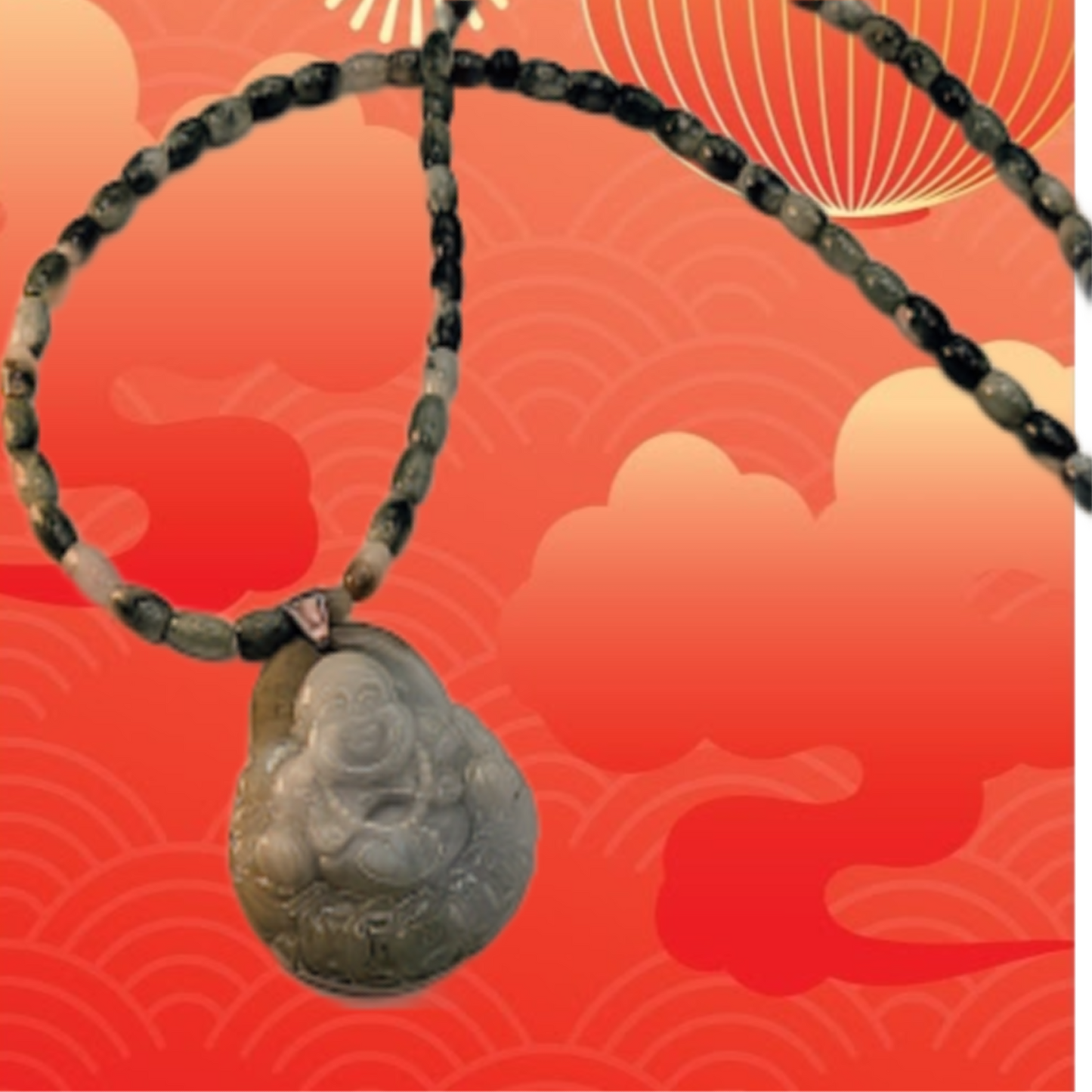 Burmese Jade Laughing Buda Necklace