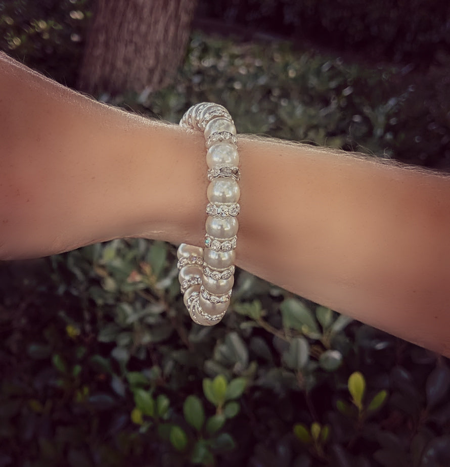 Pearl Bracelet with CZ's
