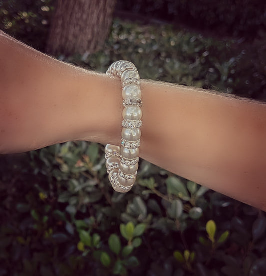 Pearl Bracelet with CZ's