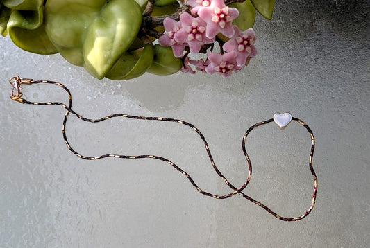 Black & Gold Woven Necklace with Delicate Heart Accent