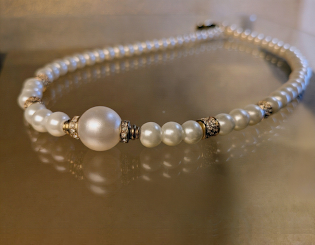 Luminous Glass Pearl & Pavé Necklace