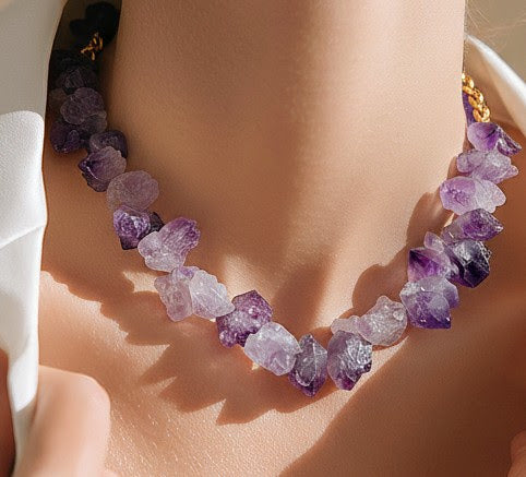 Bold, Trendy, Chunky Amethyst Necklace