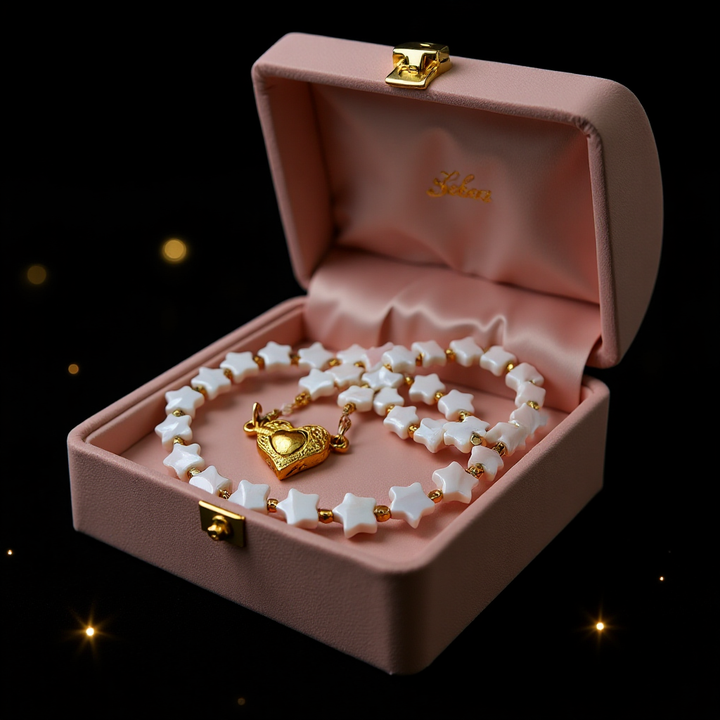 Mother-of-Pearl strand of stars. 18 inches in length. Great layering necklace