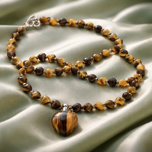 Tiger Eye Gemstone Aromatherapy Necklace